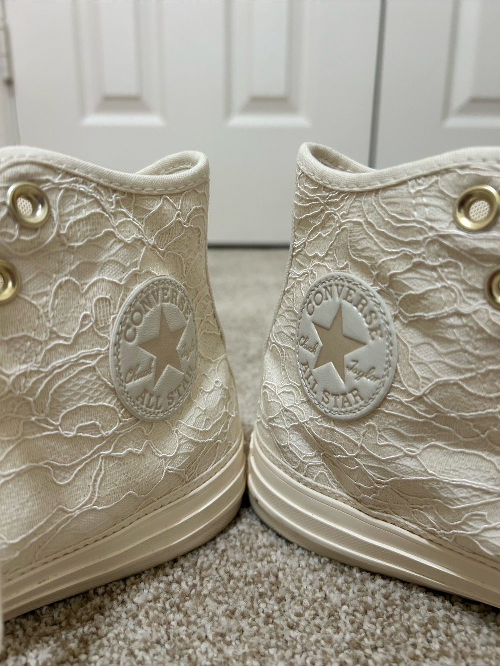 Converse chuck taylor all star lace in cream/egret gold bridal like new - Picture 9 of 14